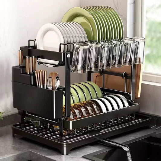 Dish Drying Rack Double-Layer Tray Storage Rack Sturdy