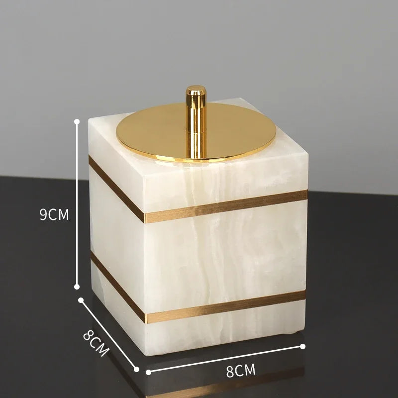 Natural Marble Bathroom Luxury Golden Soap Dispenser Toothbrush