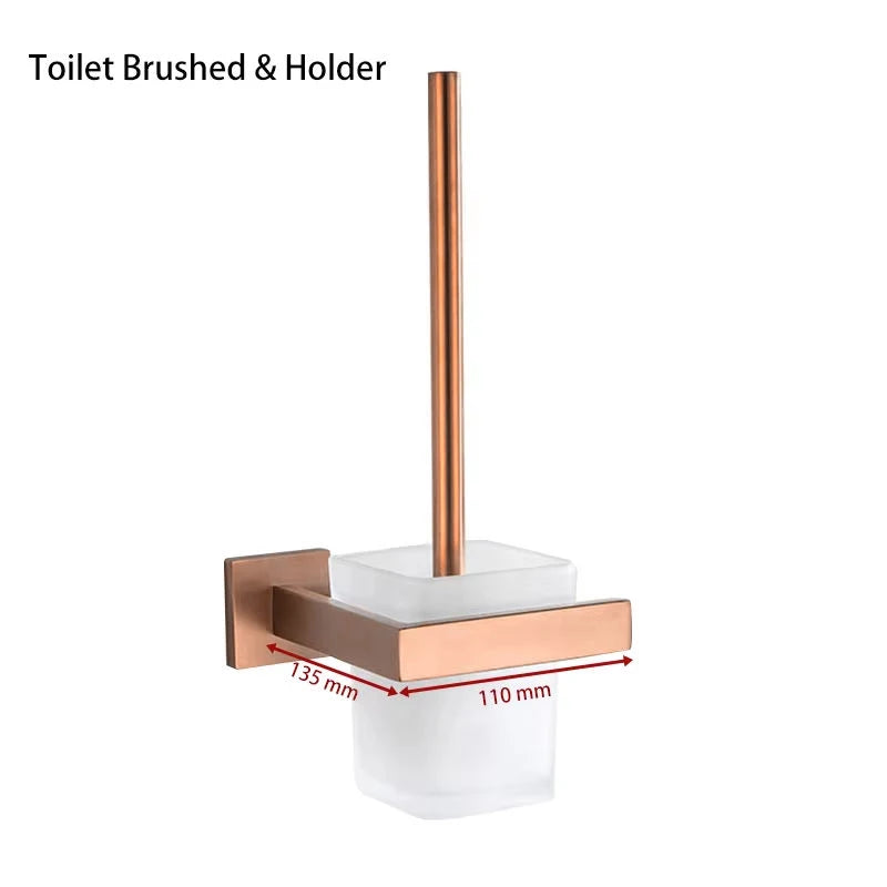 Brushed Rose Gold Bathroom Hardware Square Bath Toilet