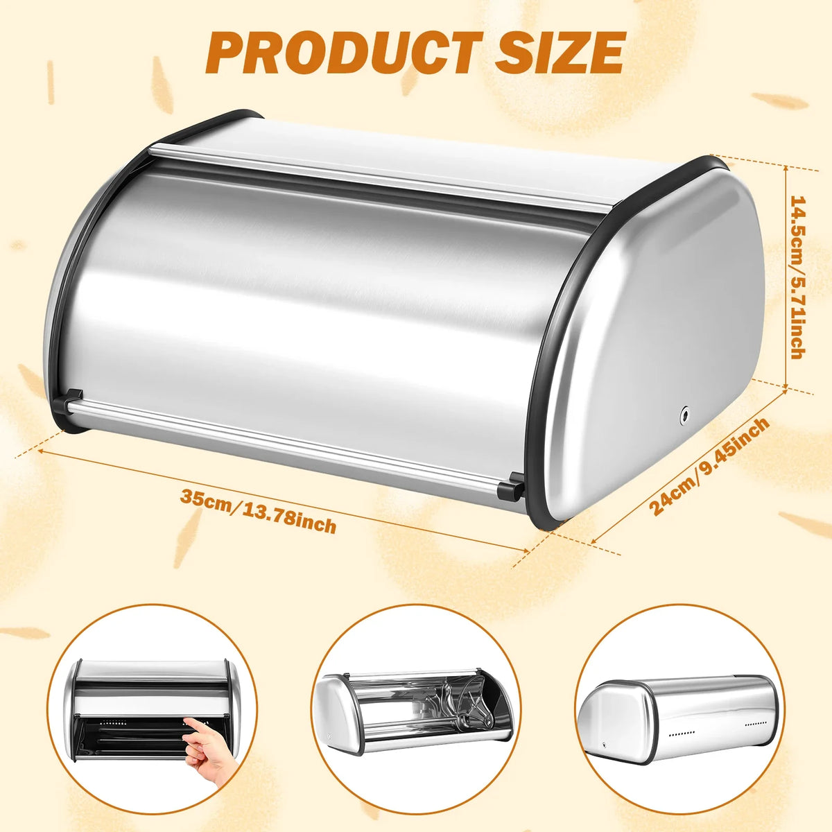 Stainless Steel Bread Box Large Capacity Bread Storage