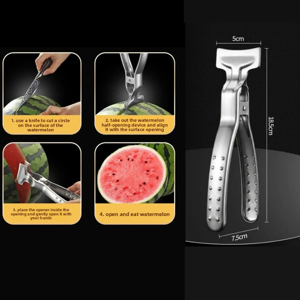 Watermelon Slicer Cut Pieces Stainless Steel Wooden-Handled Knife