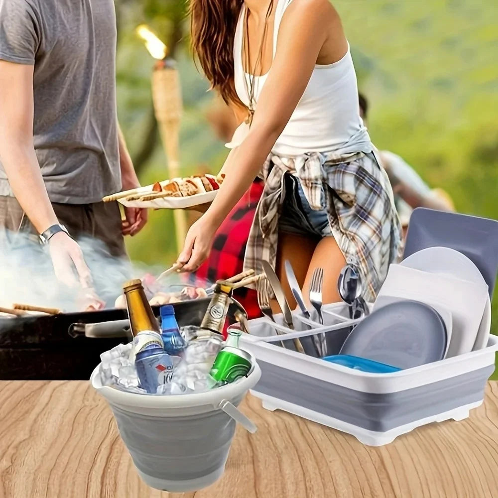 Collapsible Dish Drying Rack Utensil Holder Rv Camping