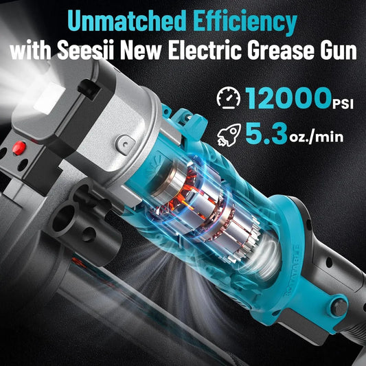 Seesii Electric Grease Gun 12000psi 3oz/Min Injector Fat