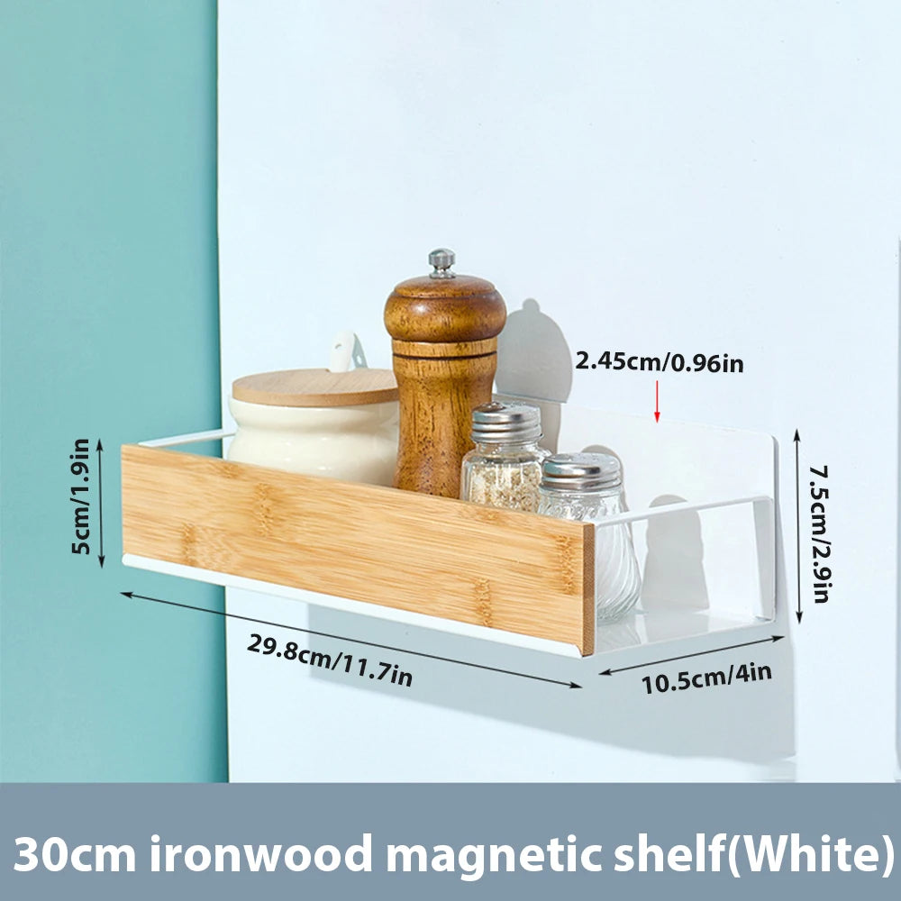 Magnetic Fridge Shelf Spice Storage Rack Black Iron