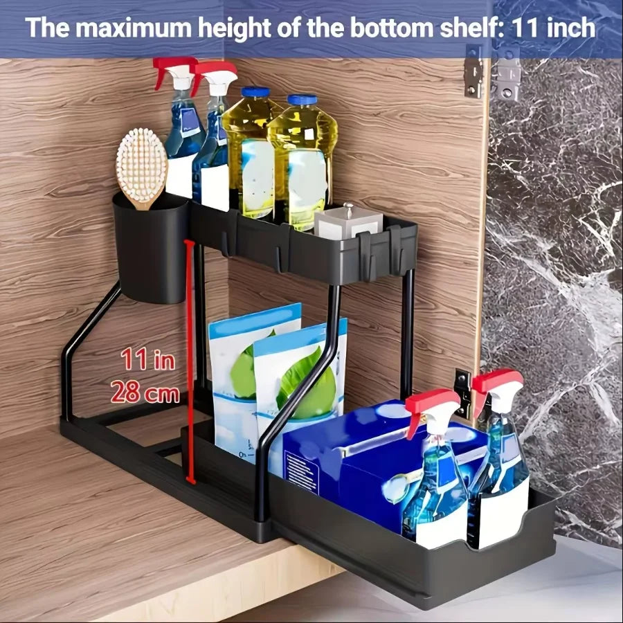 Space Saving Tier Under Sink Organizer Pull Out