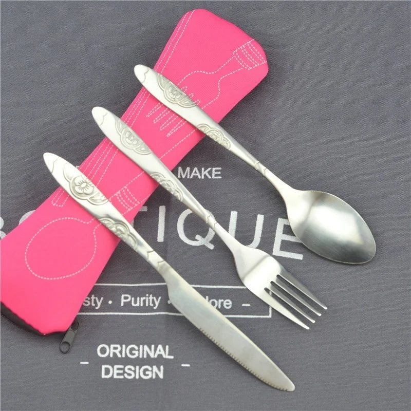Picnic Tableware Washable Zipper Travel Cutlery Kit Case