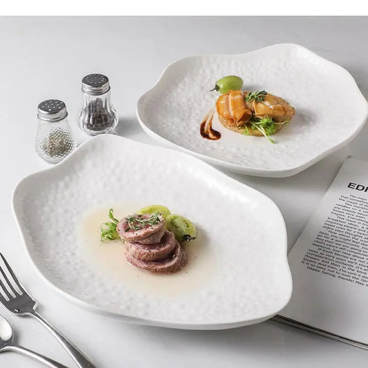 Ceramic Cooking Dishes Pasta Steak Plates Irregular Shape