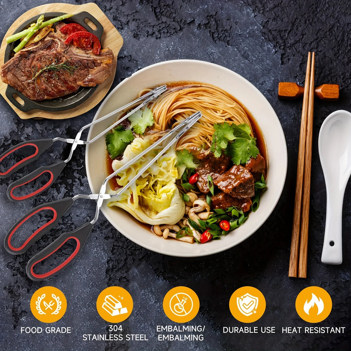 Stainless Steel Food Tongs - Cooking Food Tongs