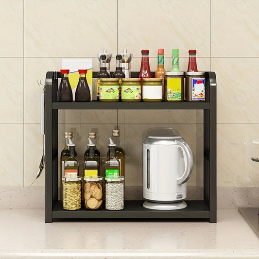 1pc 2-Tier Metal Countertop Shelf - Space Saving