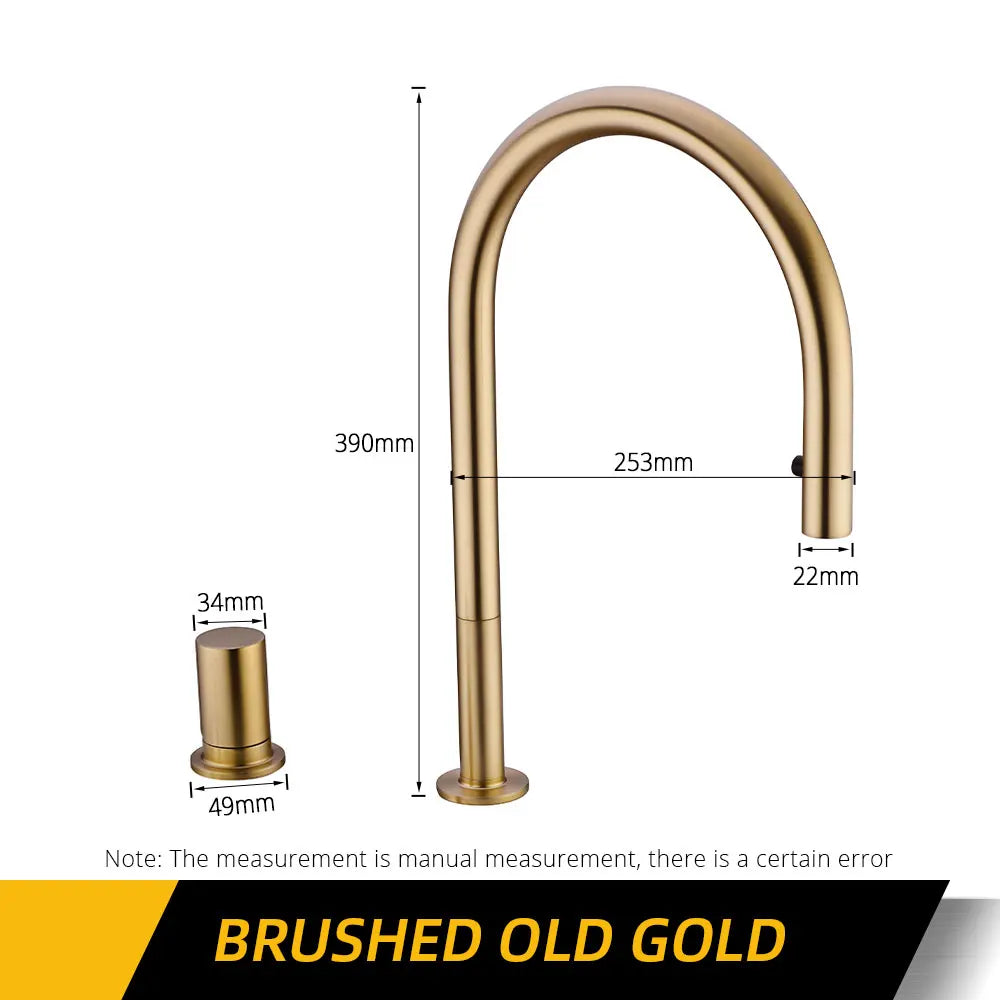 Brushed Gold Faucet Invisible Pull Out Spray Mixer