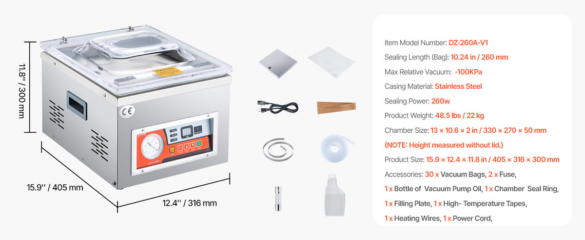 Succebuy Dz-260a Chamber Vacuum Sealer 15 Sealing Length