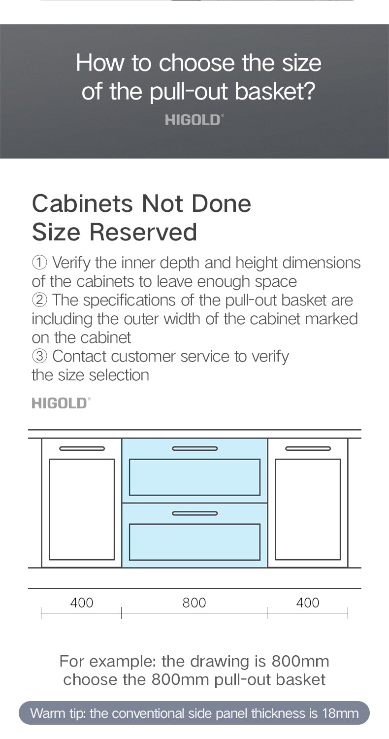 Higold 500mm Cabinet Pull Basket Double Drawer Dish