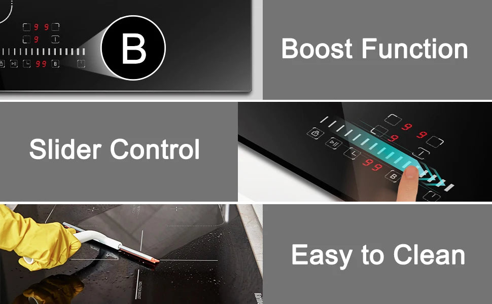 Karinear Built-In 4-Burner Induction Cooktop Electric Induction