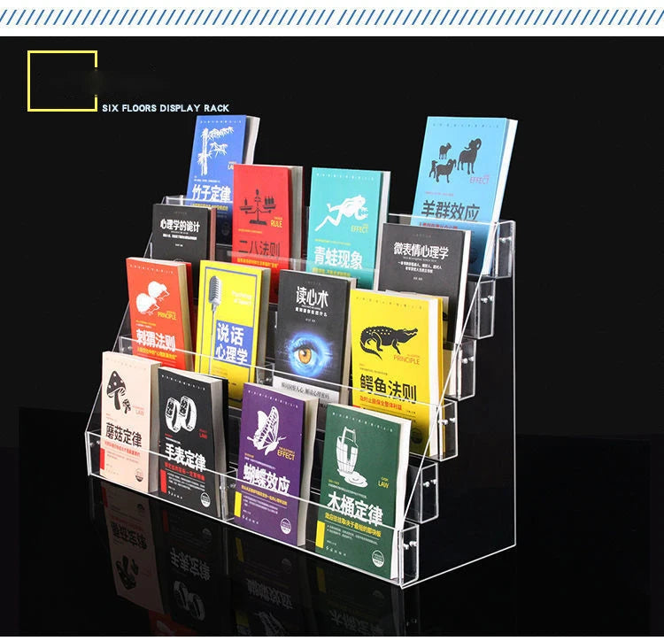 2-6 Tier Acrylic Book Display Stand Desk Bookshelf