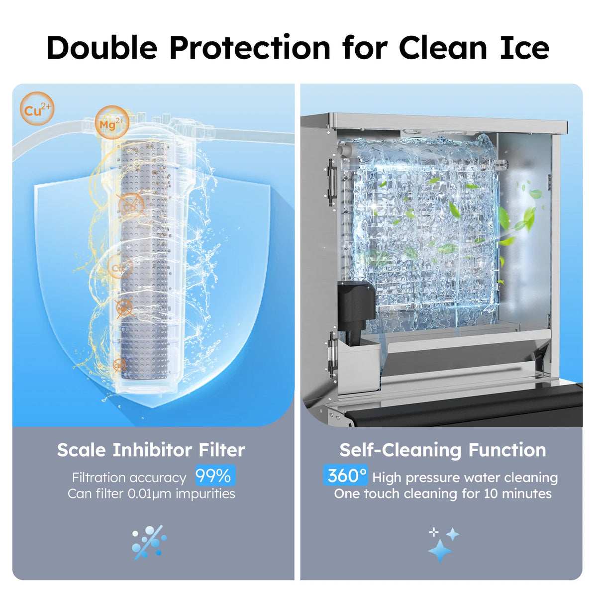 Etl Listed 600lbs/24h Commercial Ice Machine 560lbs Large