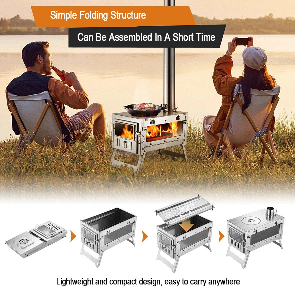 Folding Bbq Stove Camping Foldable Wood Stove Stainless