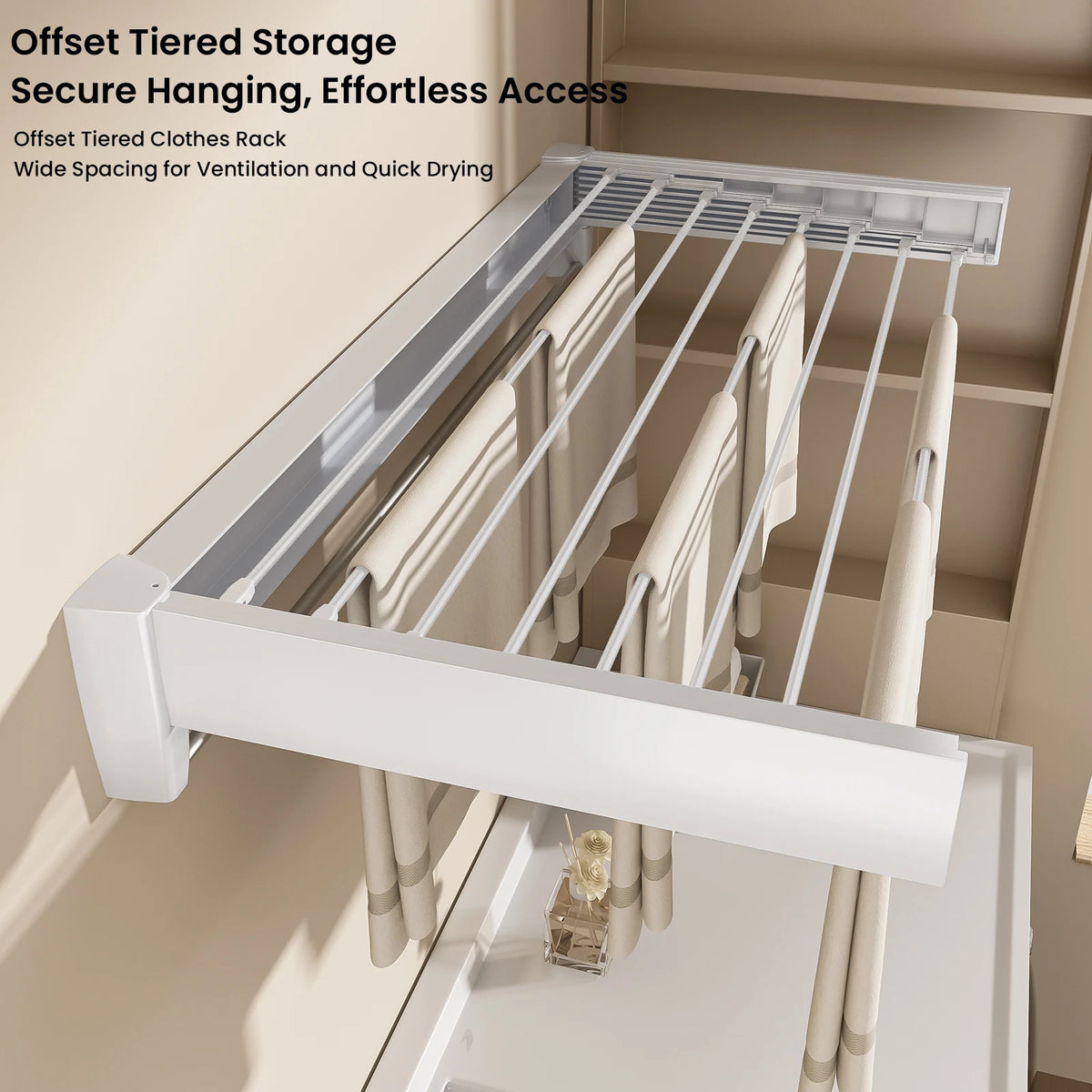 70/100cm Wall-Mounted Clothes Drying Rack Retractable Folding