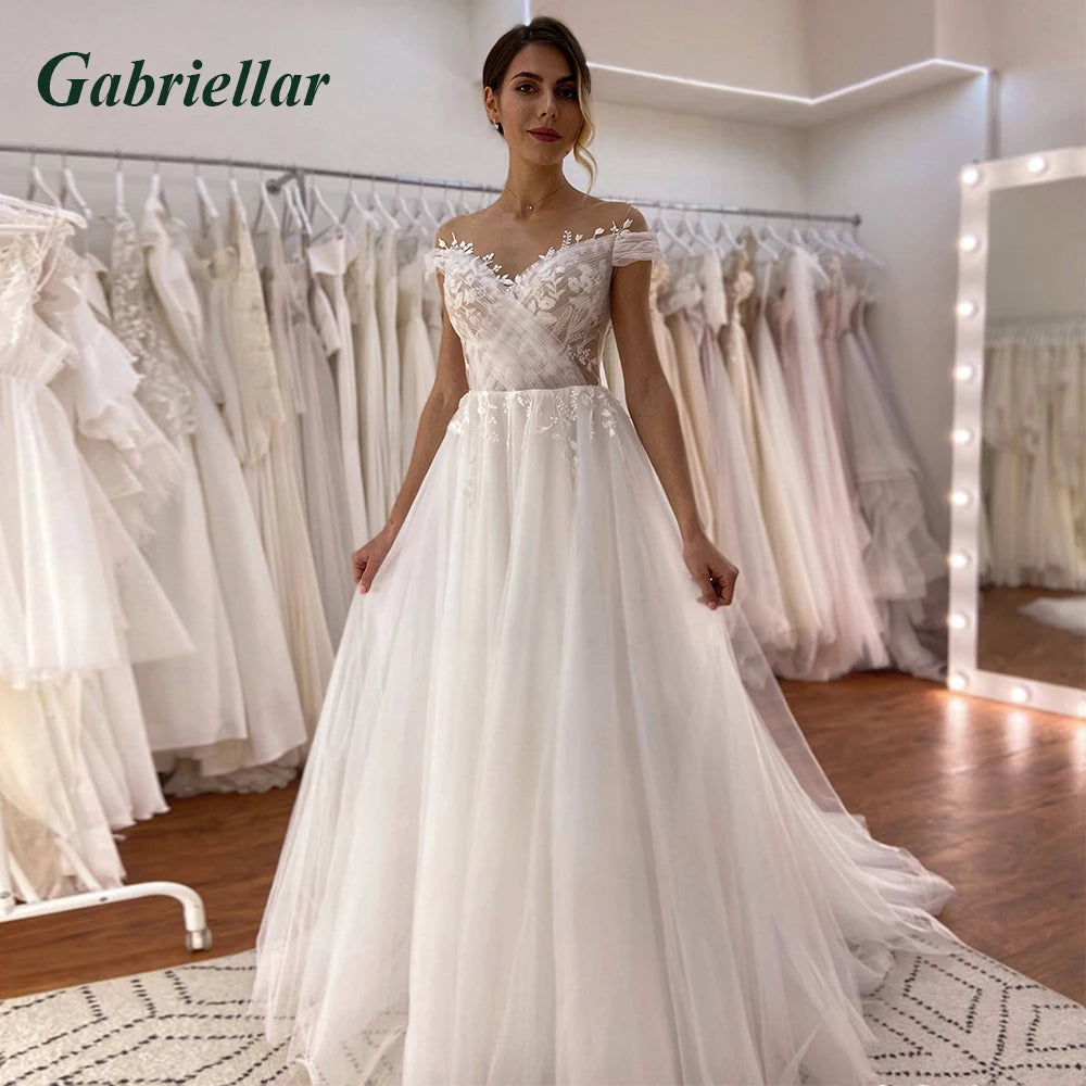 Gabriellar Attractive Wedding Dresses V-Neckline Sleeveless