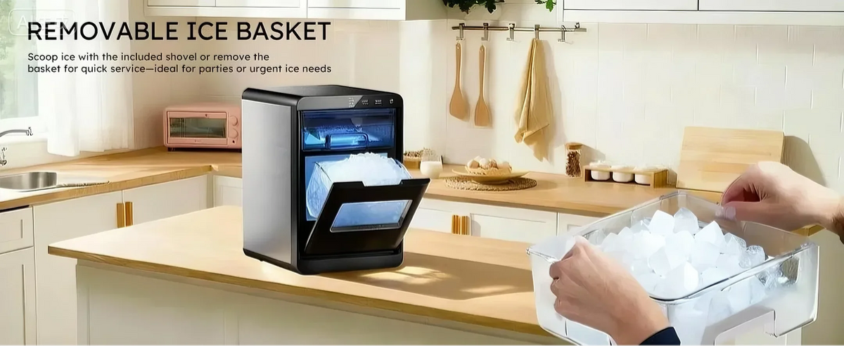 Nugget Ice Maker Countertop 44bs/24h Self-Cleaning Chewable