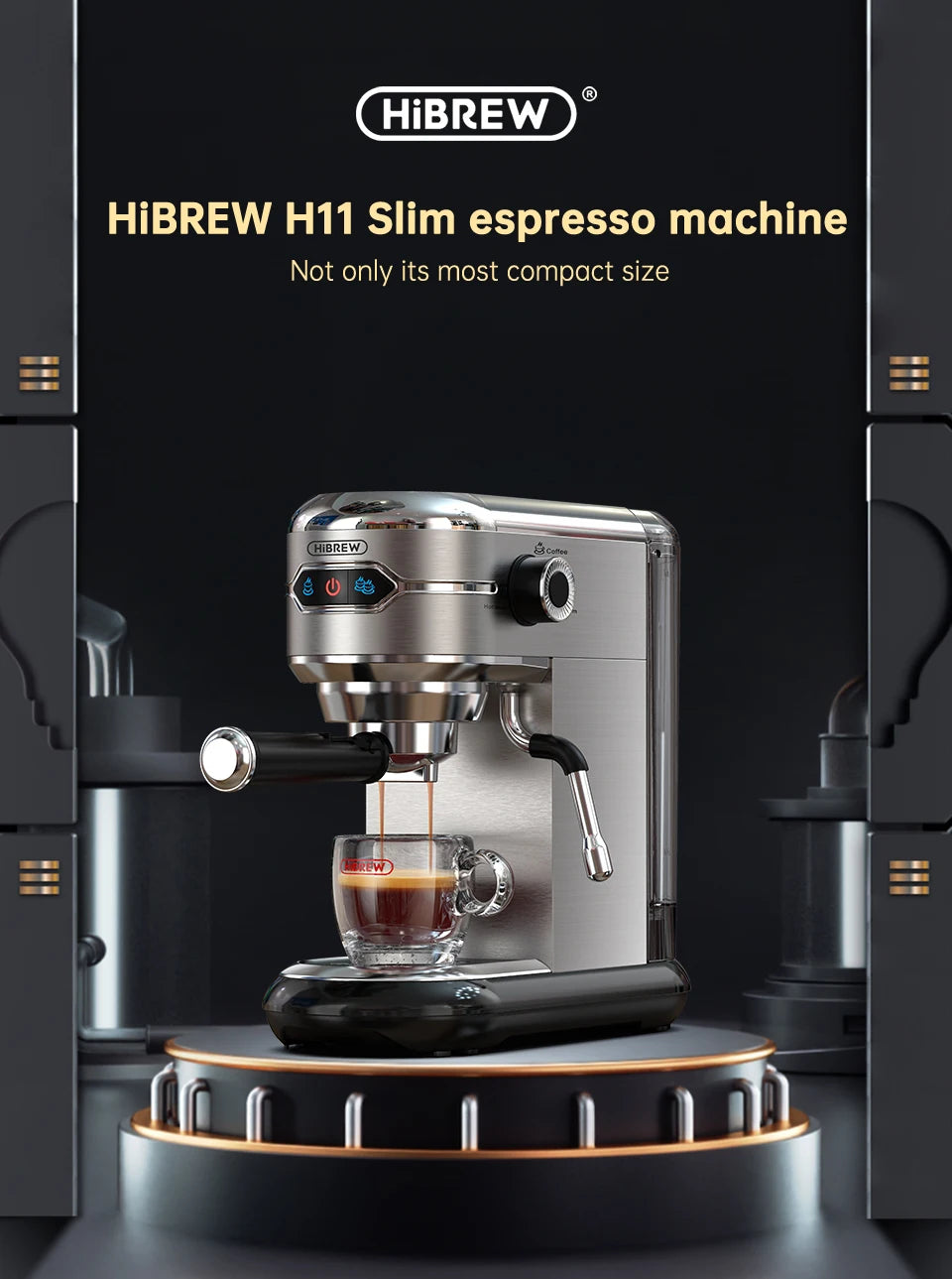 Hibrew Coffee Maker Cafetera 20 Bar Inox Semi