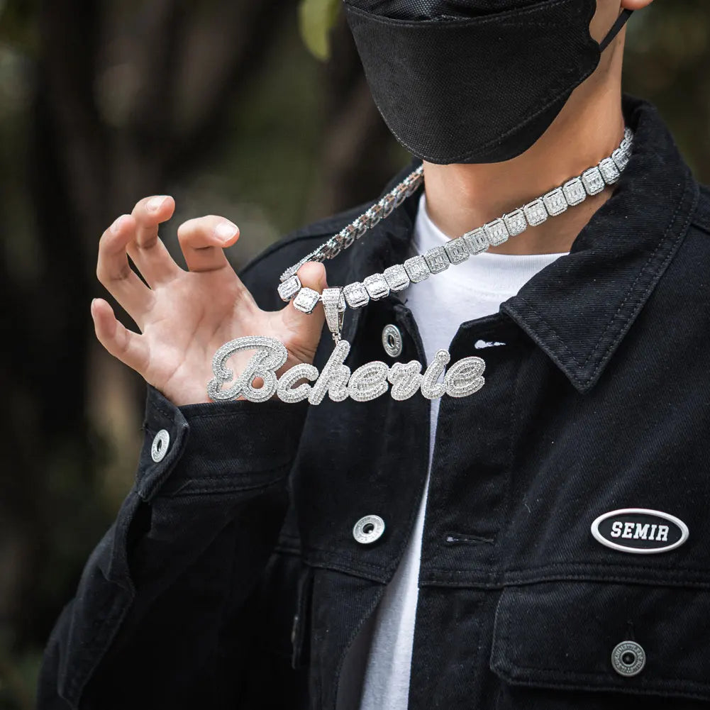 Uwin Custom Name Pendant Brush Cursive Letter Necklace