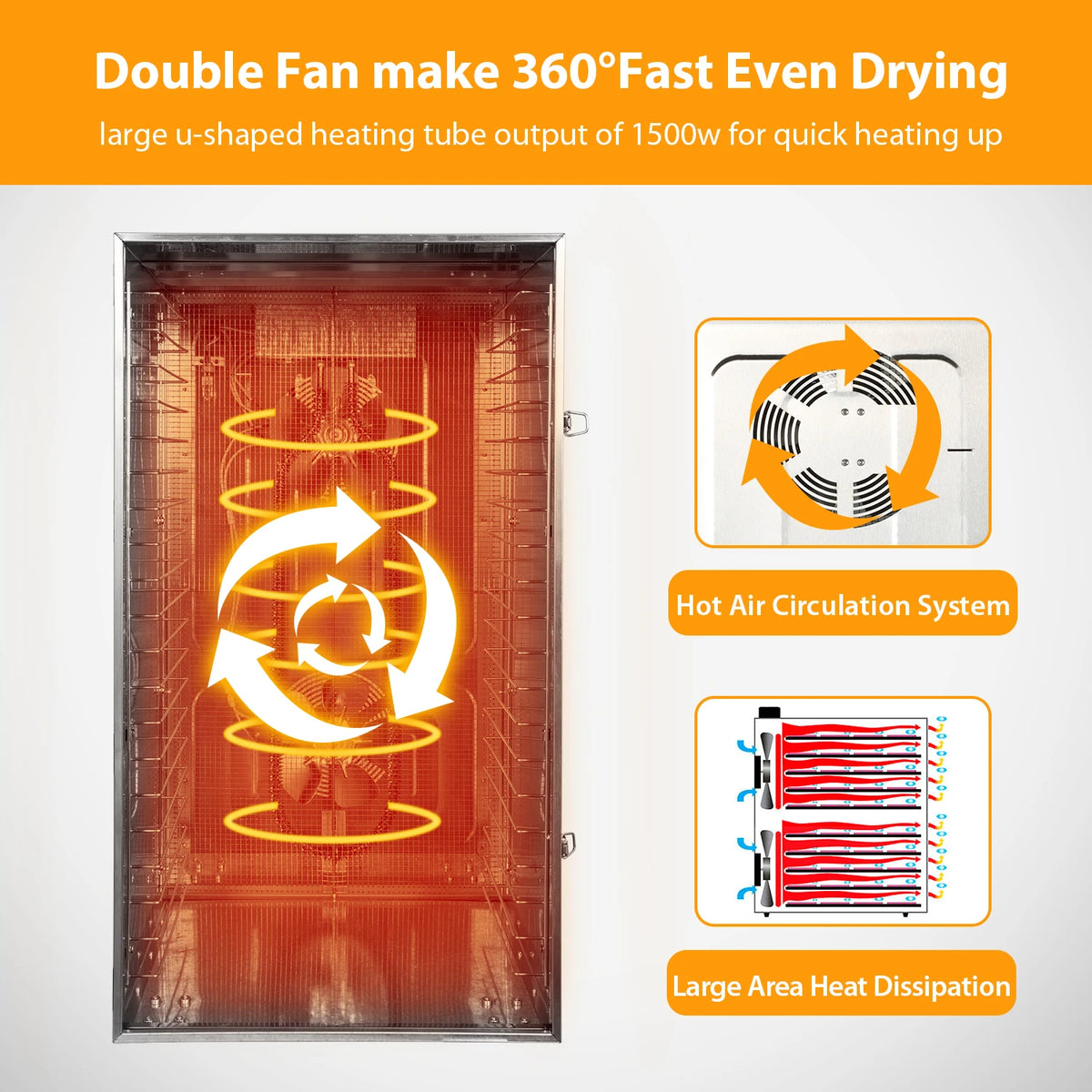 Commercial Grade Food Dehydrator Machine 110v 1500w Stainless