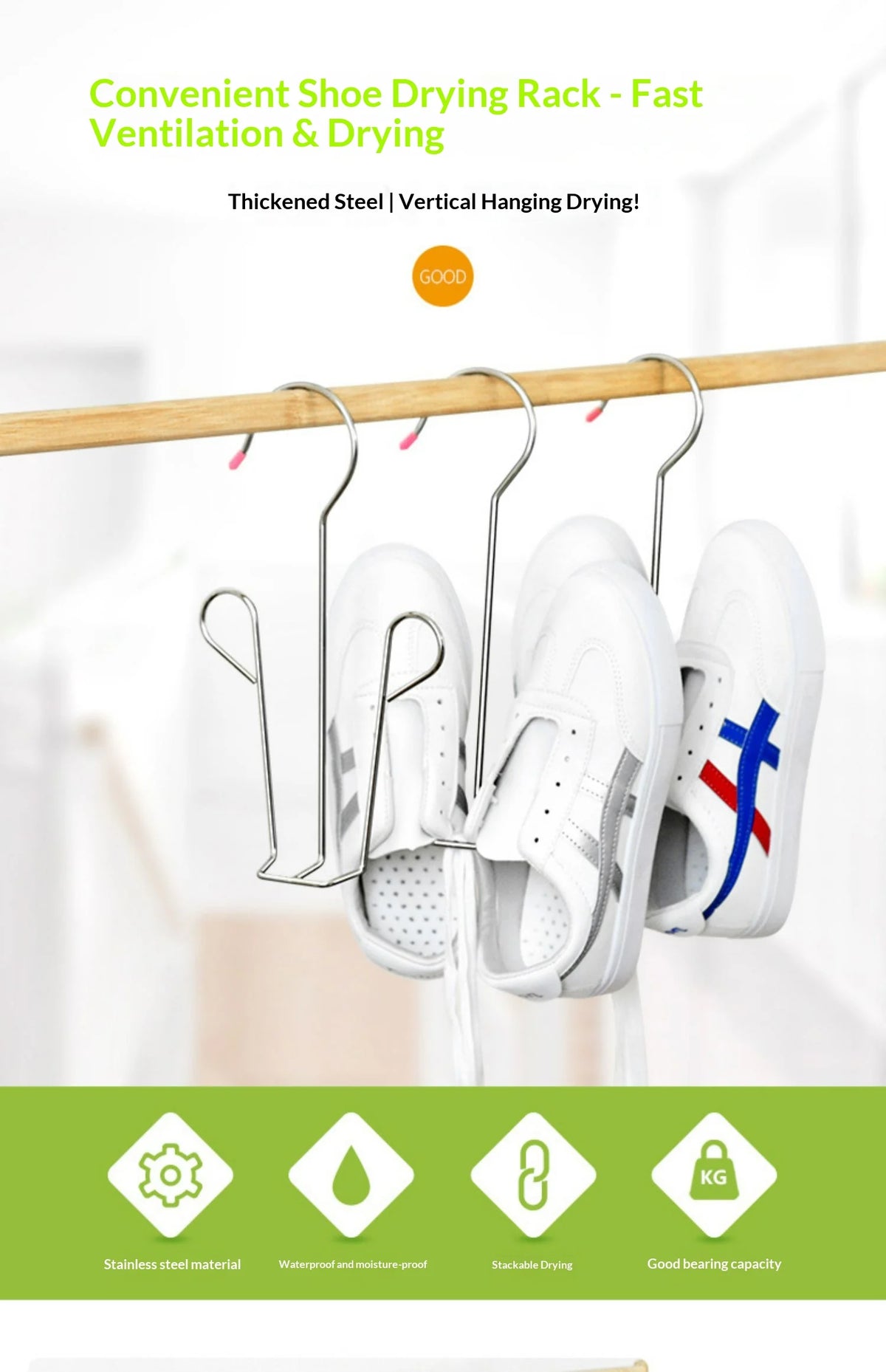 4/6pcs Windproof Rust Resistant Stainless Steel Shoe Drying