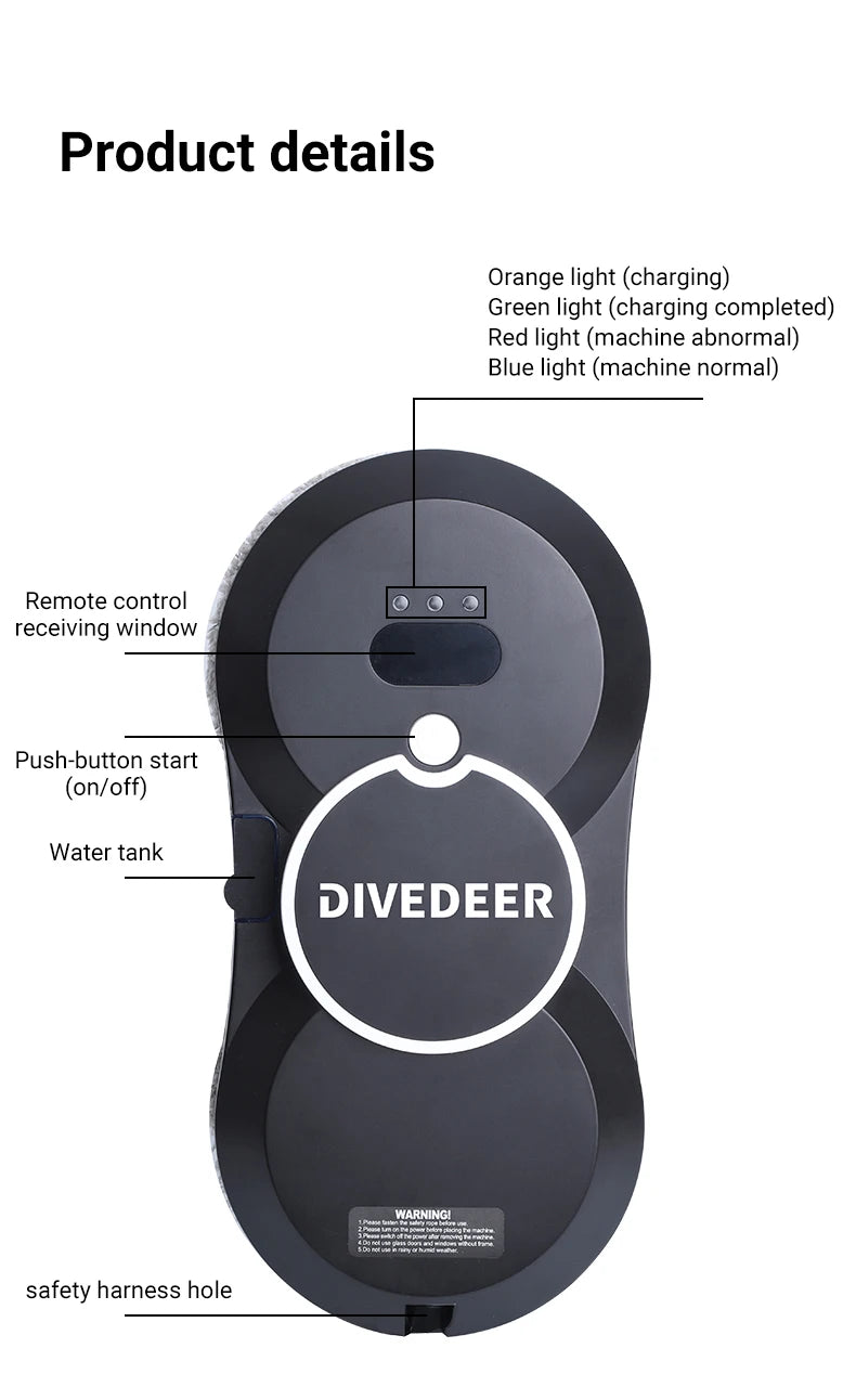 Divedeer Water Spray Window Cleaning Robot High Suction