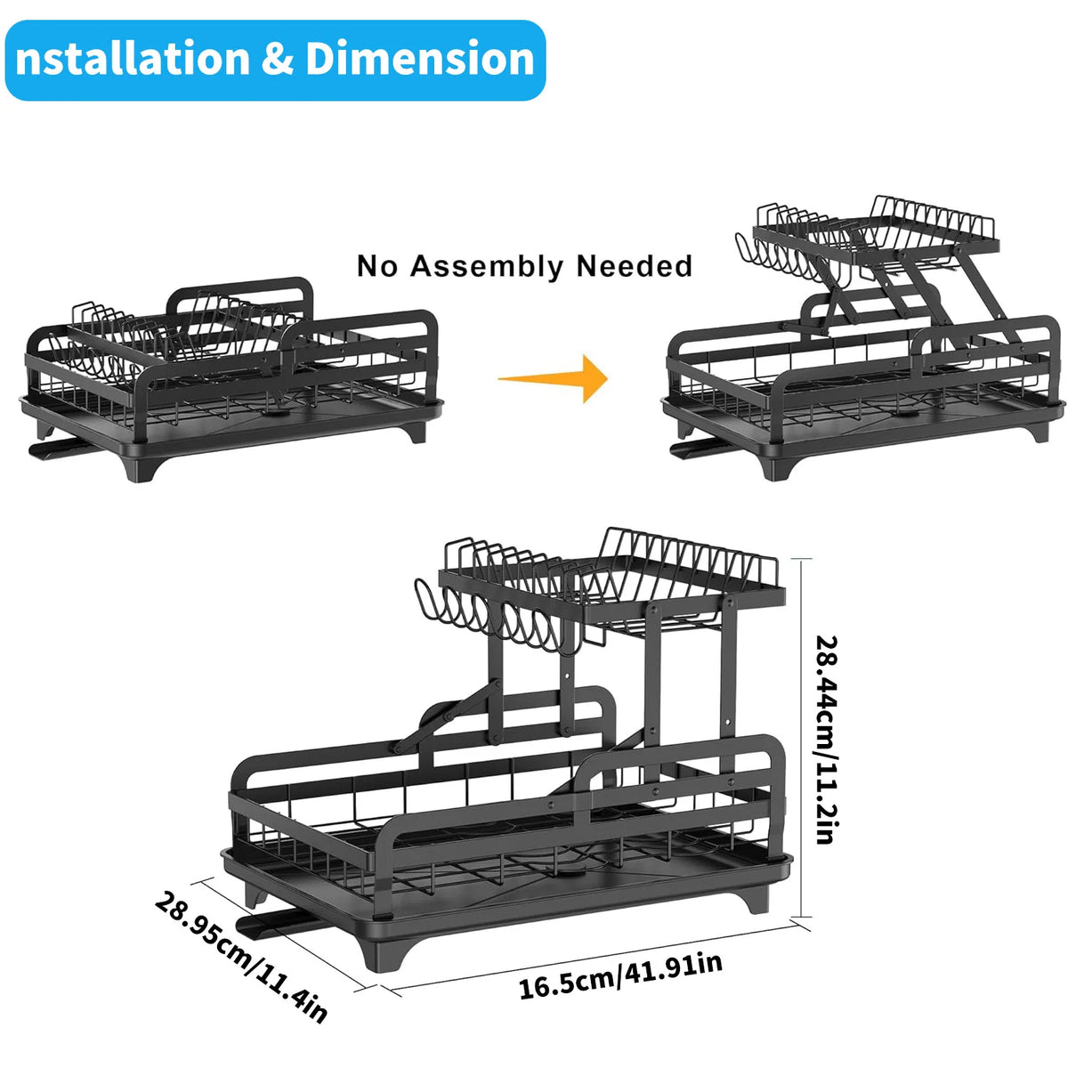 Tier Dish Drying Rack Bowl Drainer Storage Rack