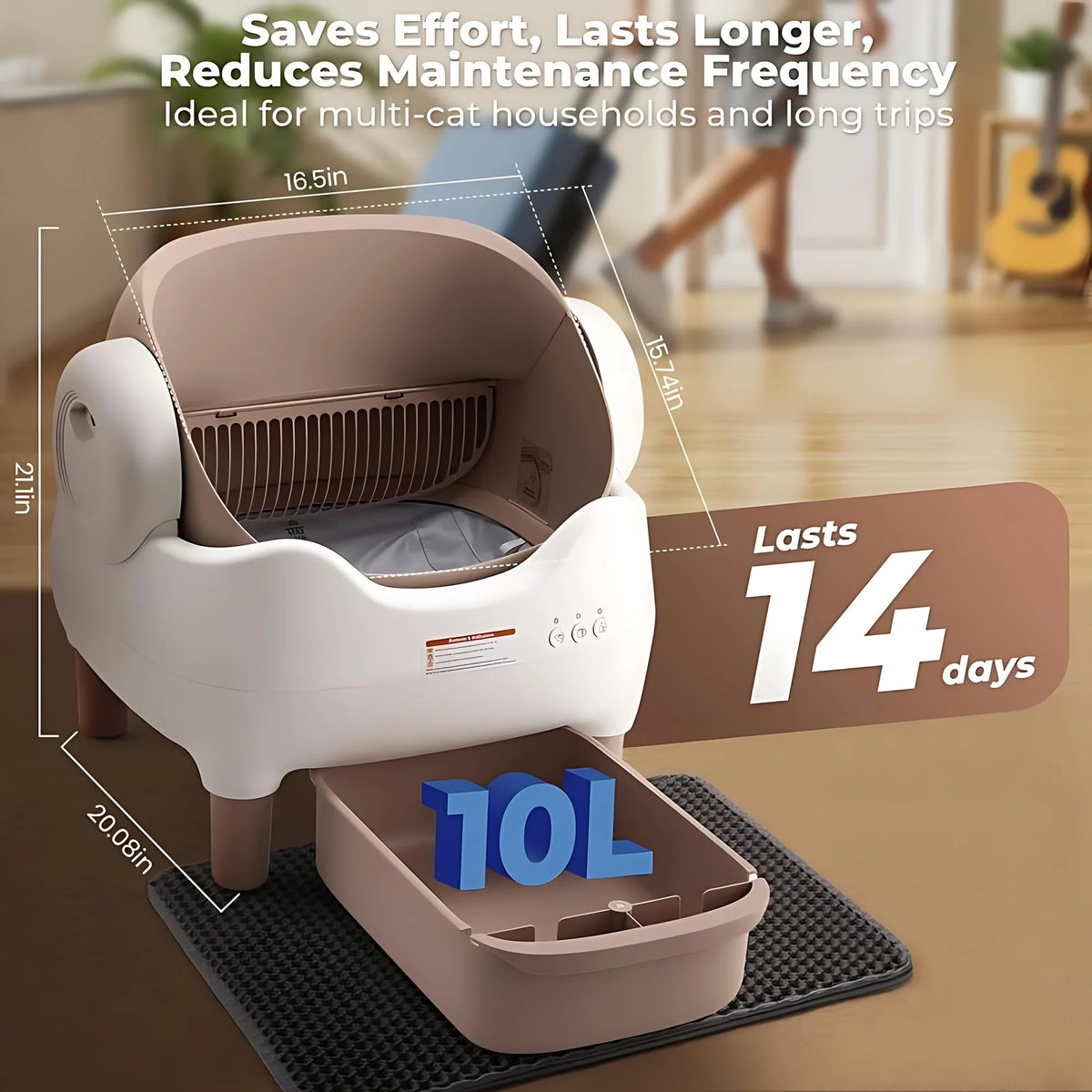 Miaoerduo 76l Self-Cleaning Litter Box App Controlled 4g