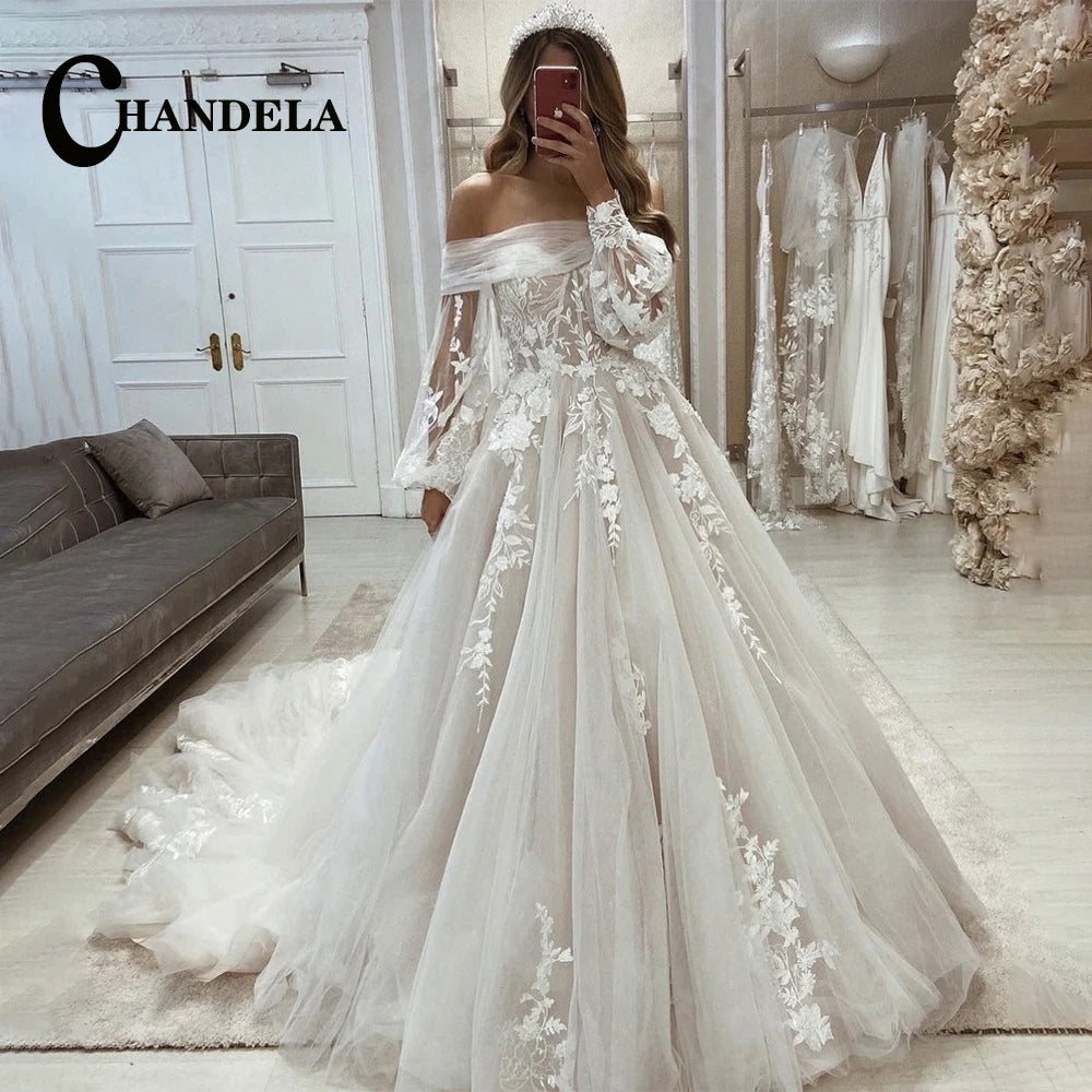 Chandela Bling Neck Wedding Dresses Woman Bride Detachable