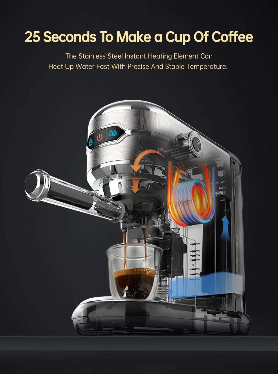 Hibrew Coffee Maker Cafetera 20 Bar Inox Semi