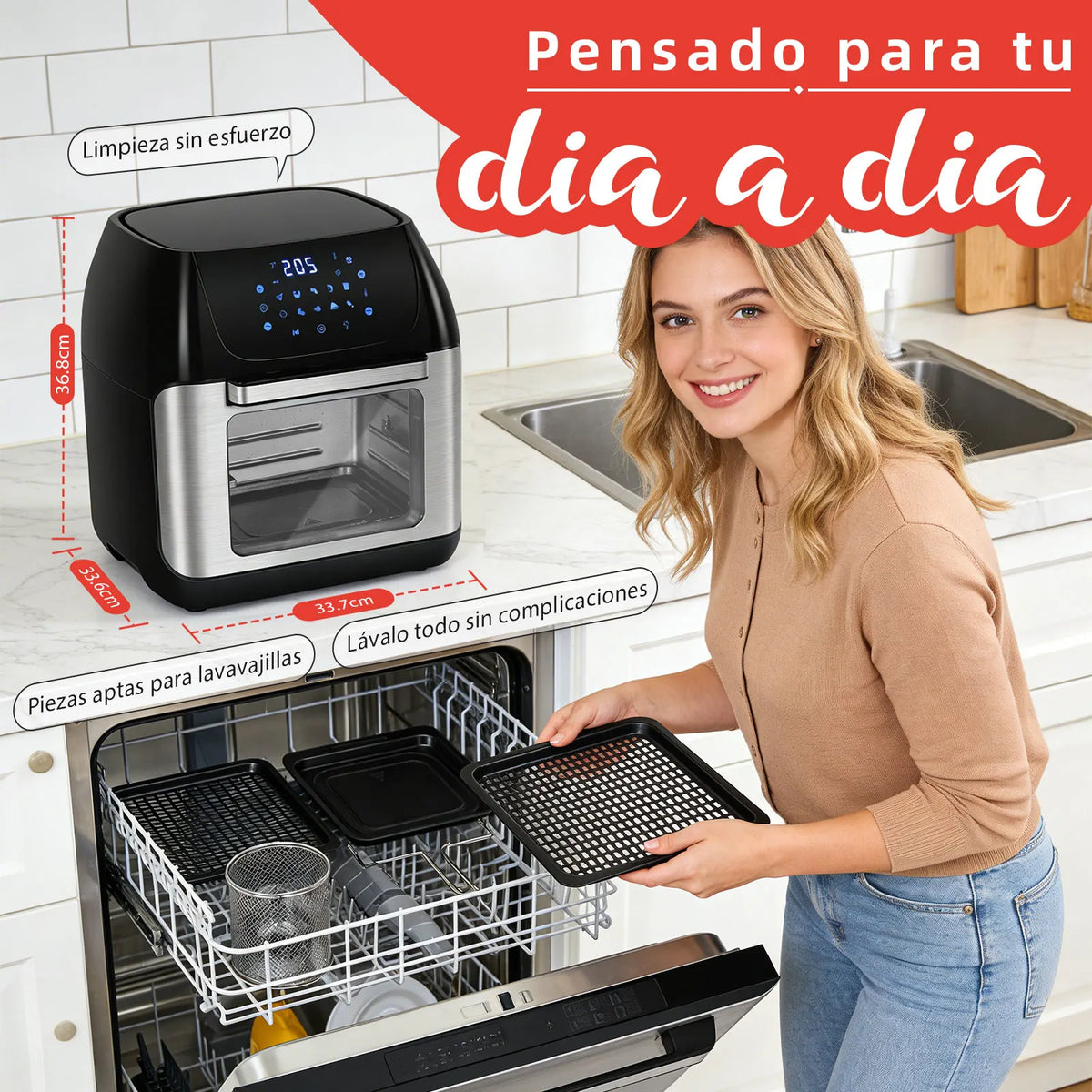 12l Air Fryer Air Oven Dishwasher Safe Led