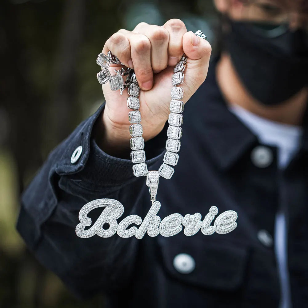 Uwin Custom Name Pendant Brush Cursive Letter Necklace