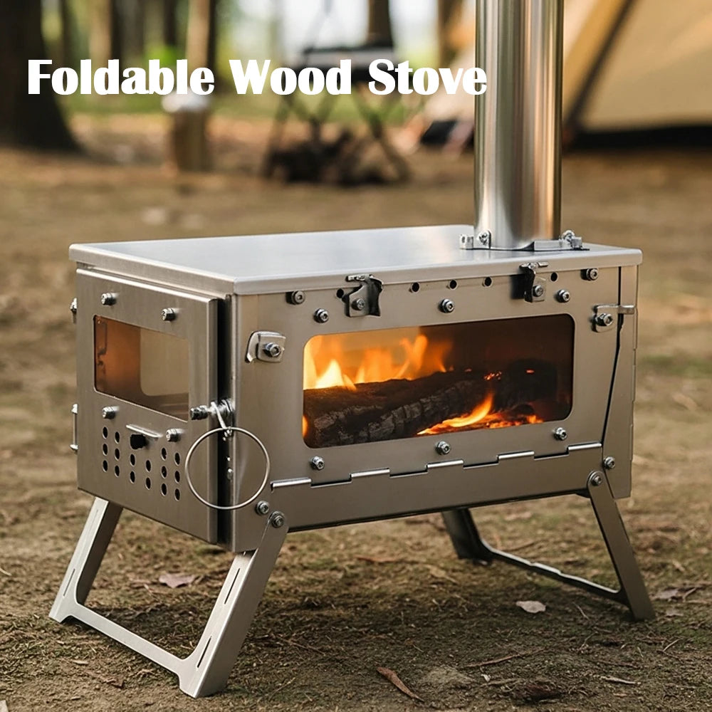 Folding Bbq Stove Camping Foldable Wood Stove Stainless