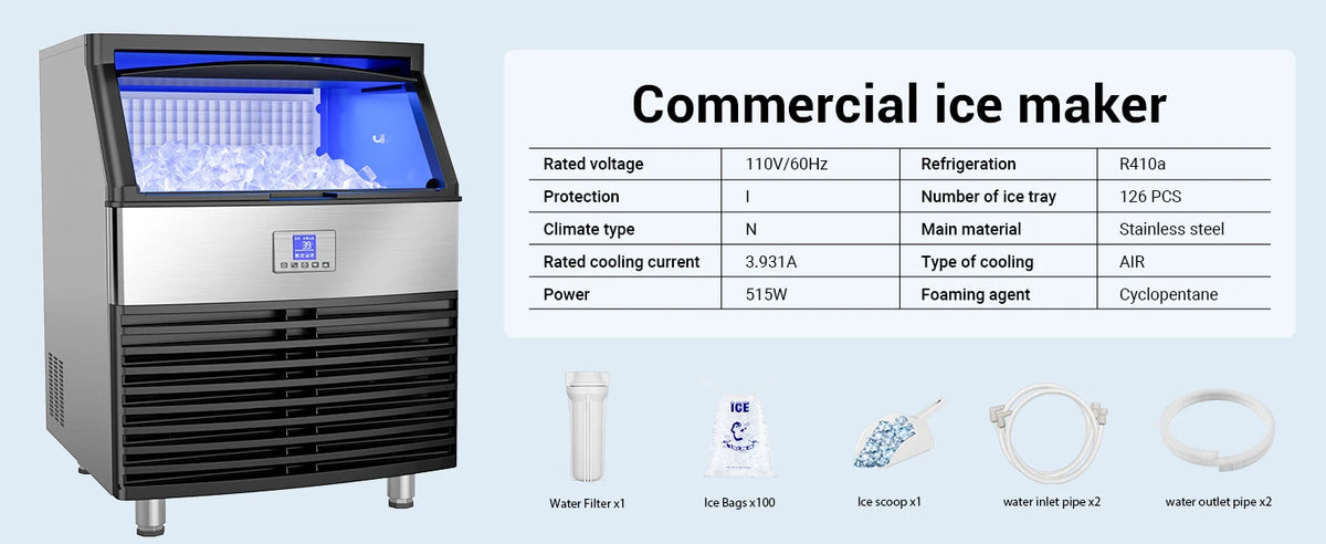 Commercial Ice Maker 450lbs/24h Ice Machine Commercial 120