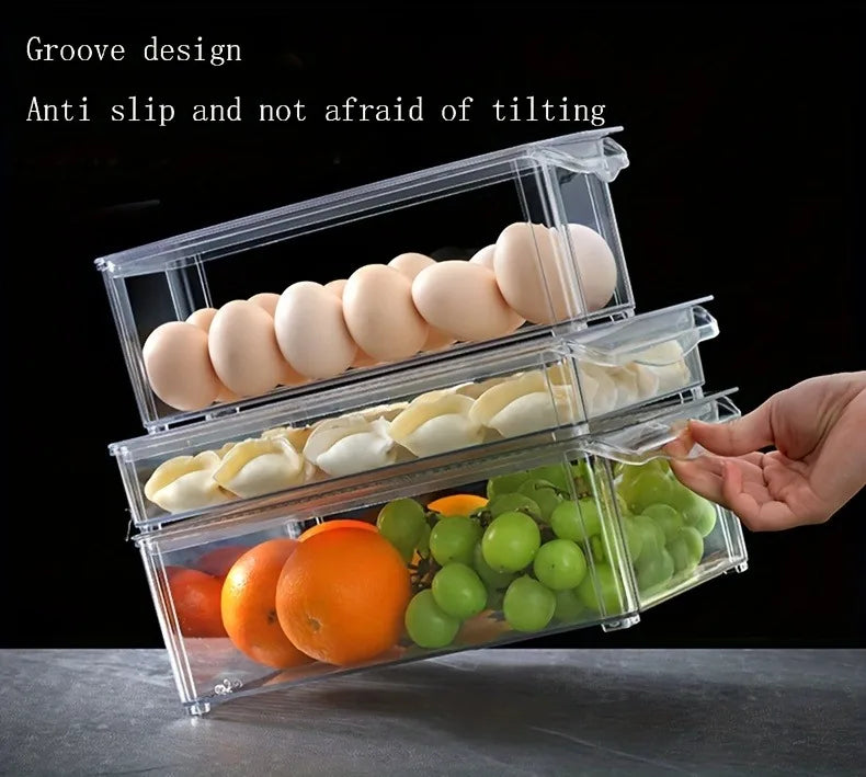Fridge Organizer Stackable Refrigerator Organizer Bins Lids Clear