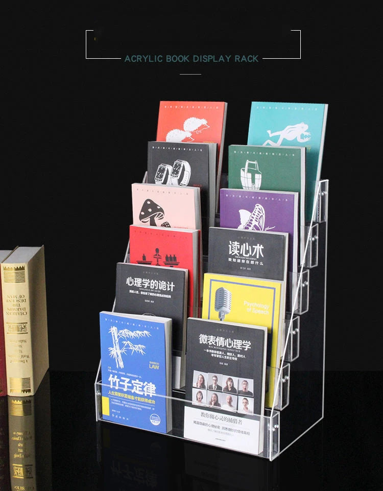 2-6 Tier Acrylic Book Display Stand Desk Bookshelf