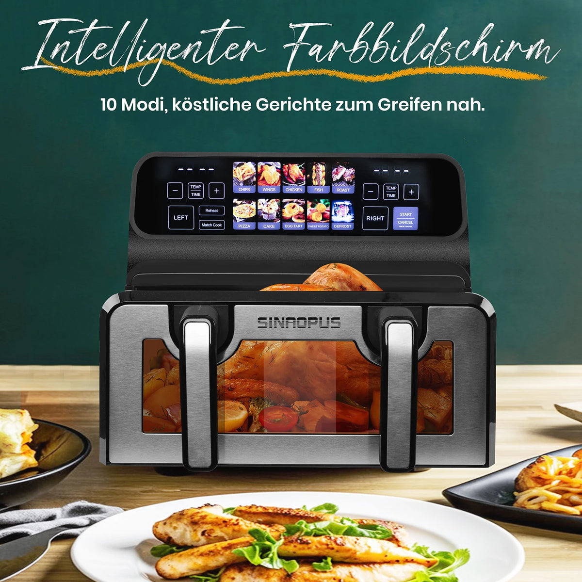 9l Dual Basket Air Fryer Oilless Cooker Led