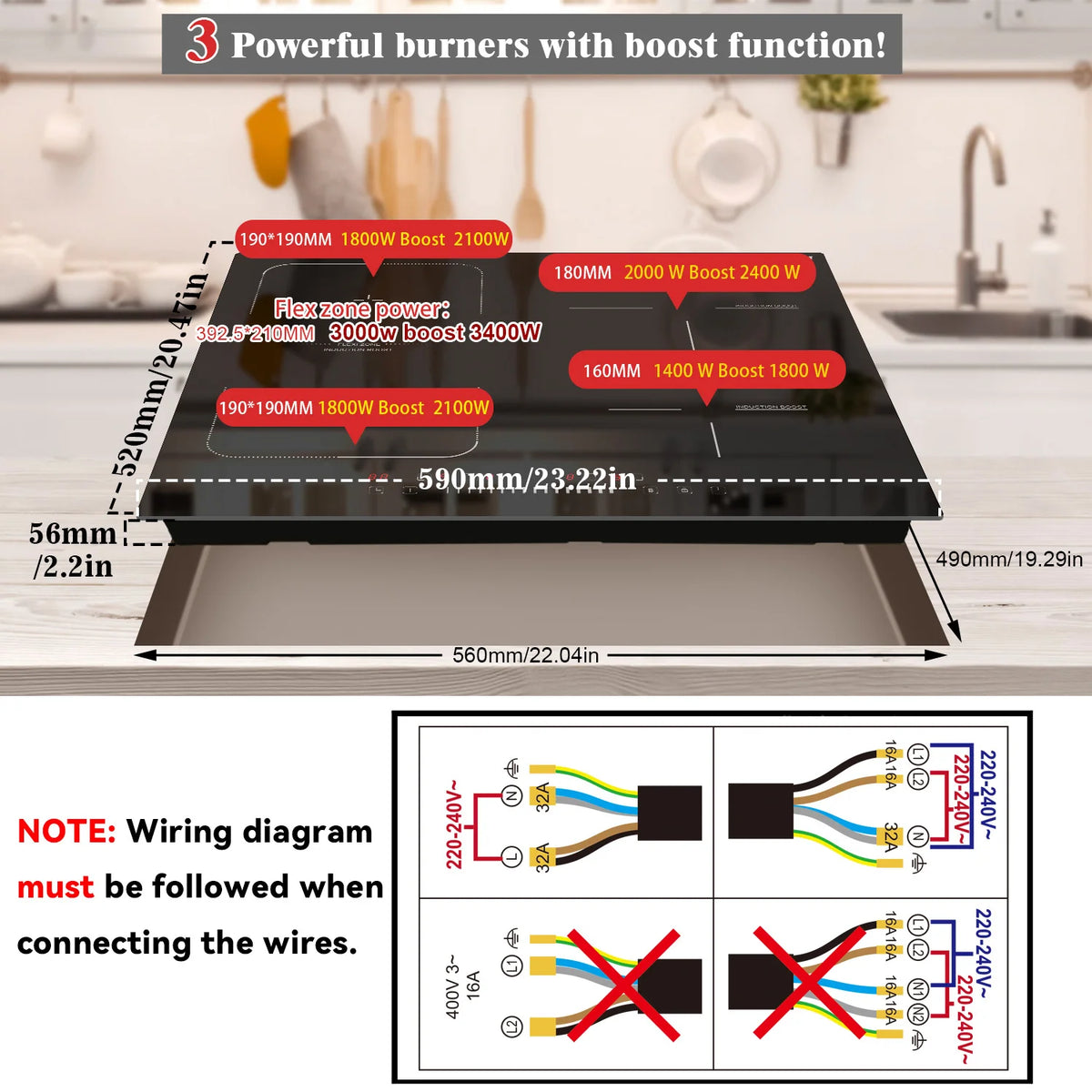 Karinear Built-In 4-Burner Induction Cooktop Electric Induction