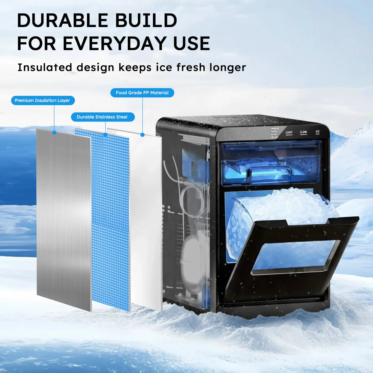 Nugget Ice Maker Countertop 44bs/24h Self-Cleaning Chewable