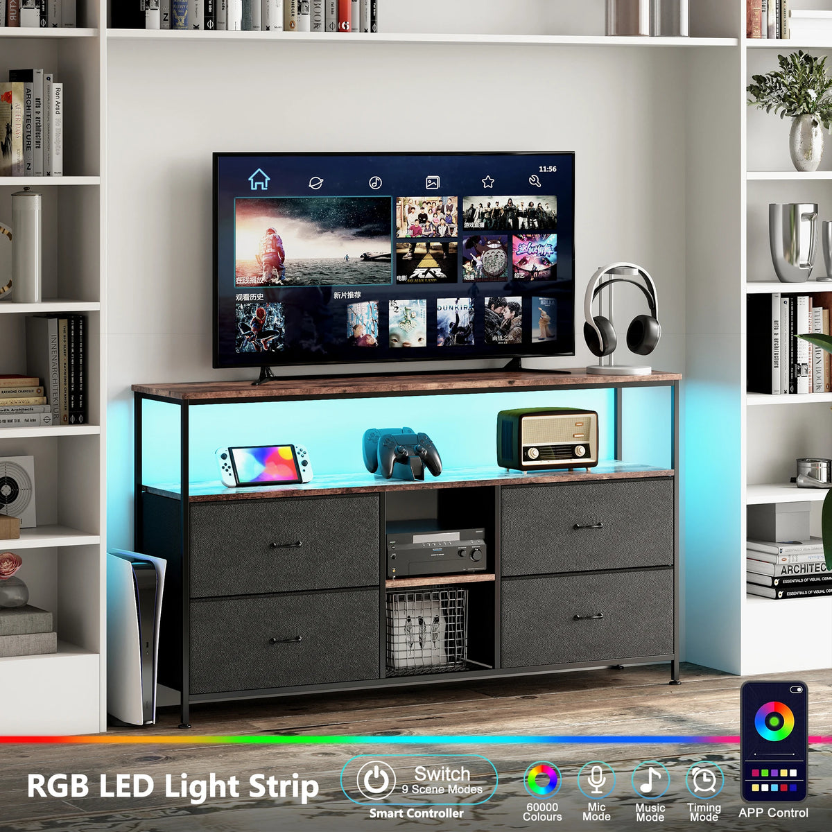 Tv Cabinet Storage Cabinet Led Lighting Chests Of