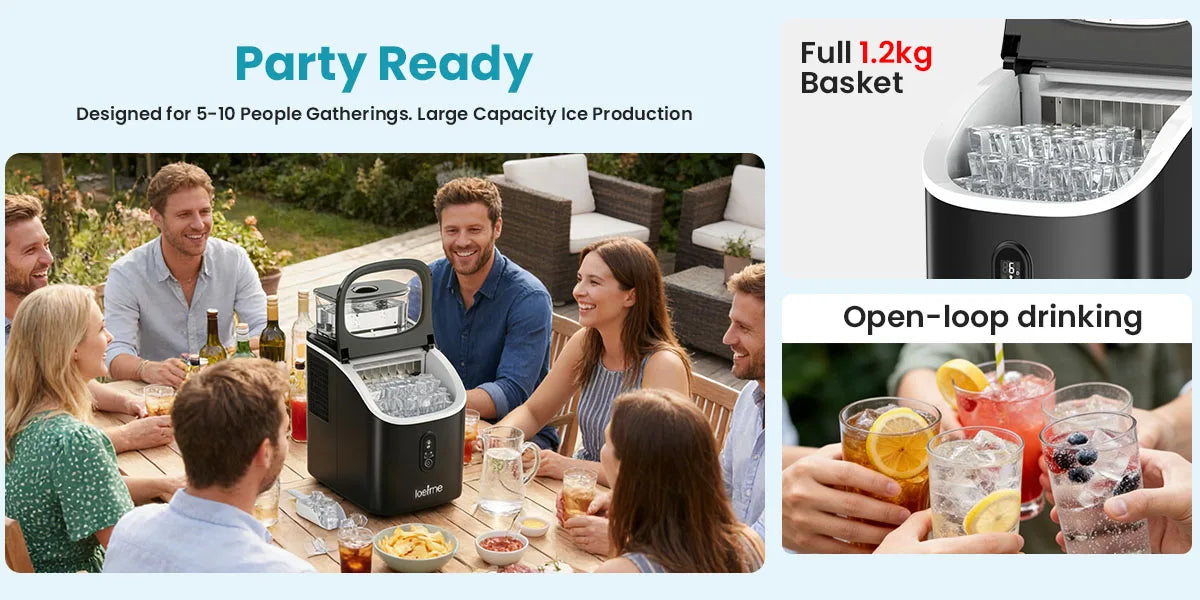 Loefme Ice Maker Machine 15kg/24h 6-13 Mins Quick