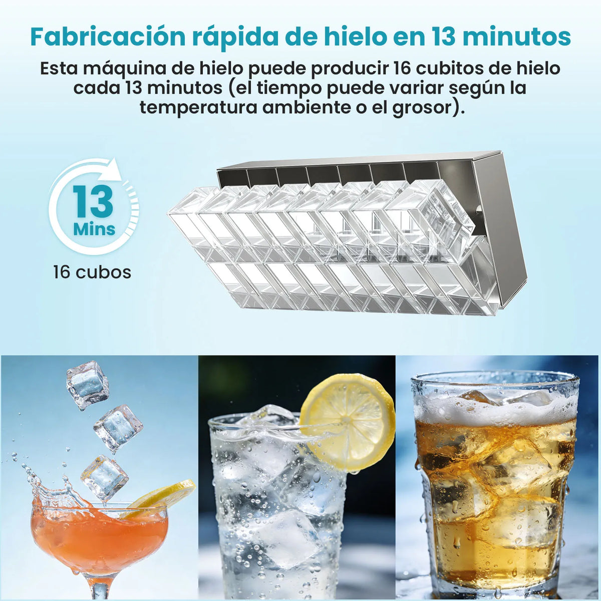 Loefme Ice Maker 15kg/24h 16 Ice Cubes In