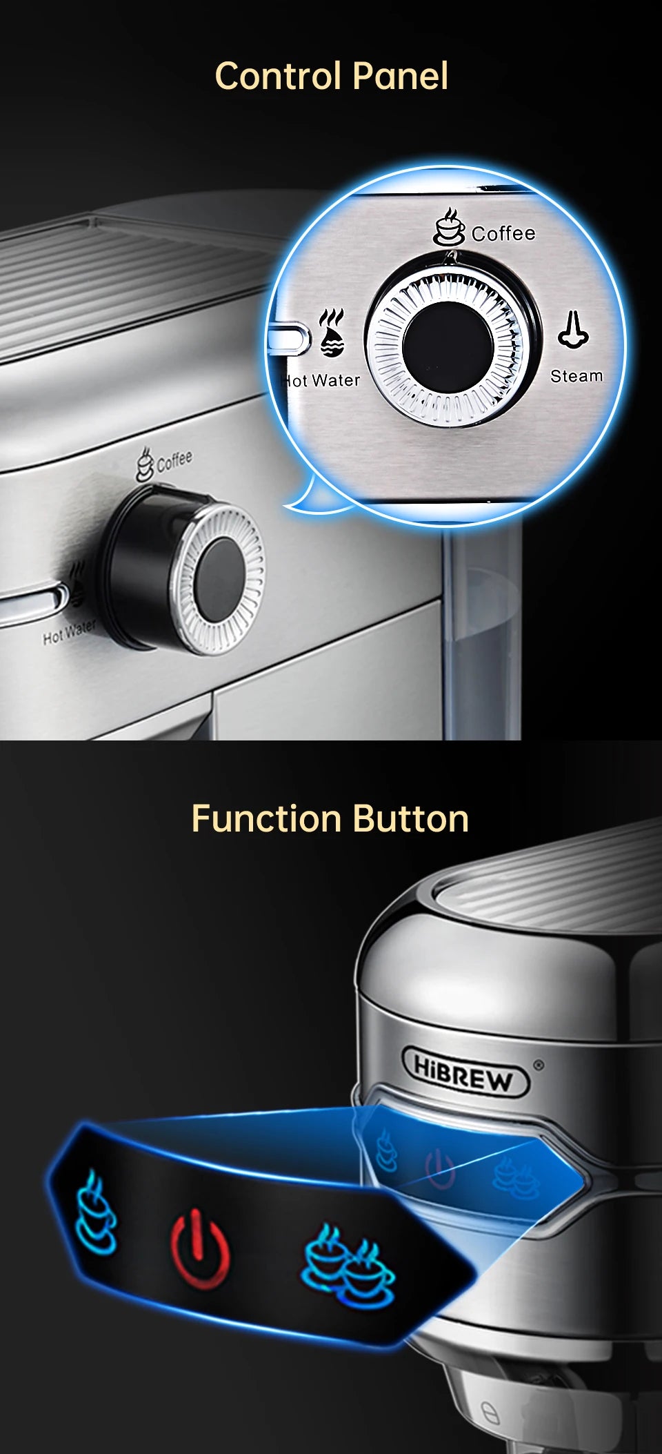 Hibrew Coffee Maker Cafetera 20 Bar Inox Semi
