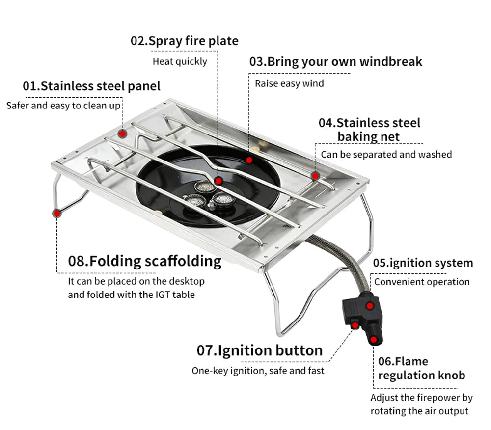 Pandatour Igt Outdoor One-Touch Table Stove Easy Equiped