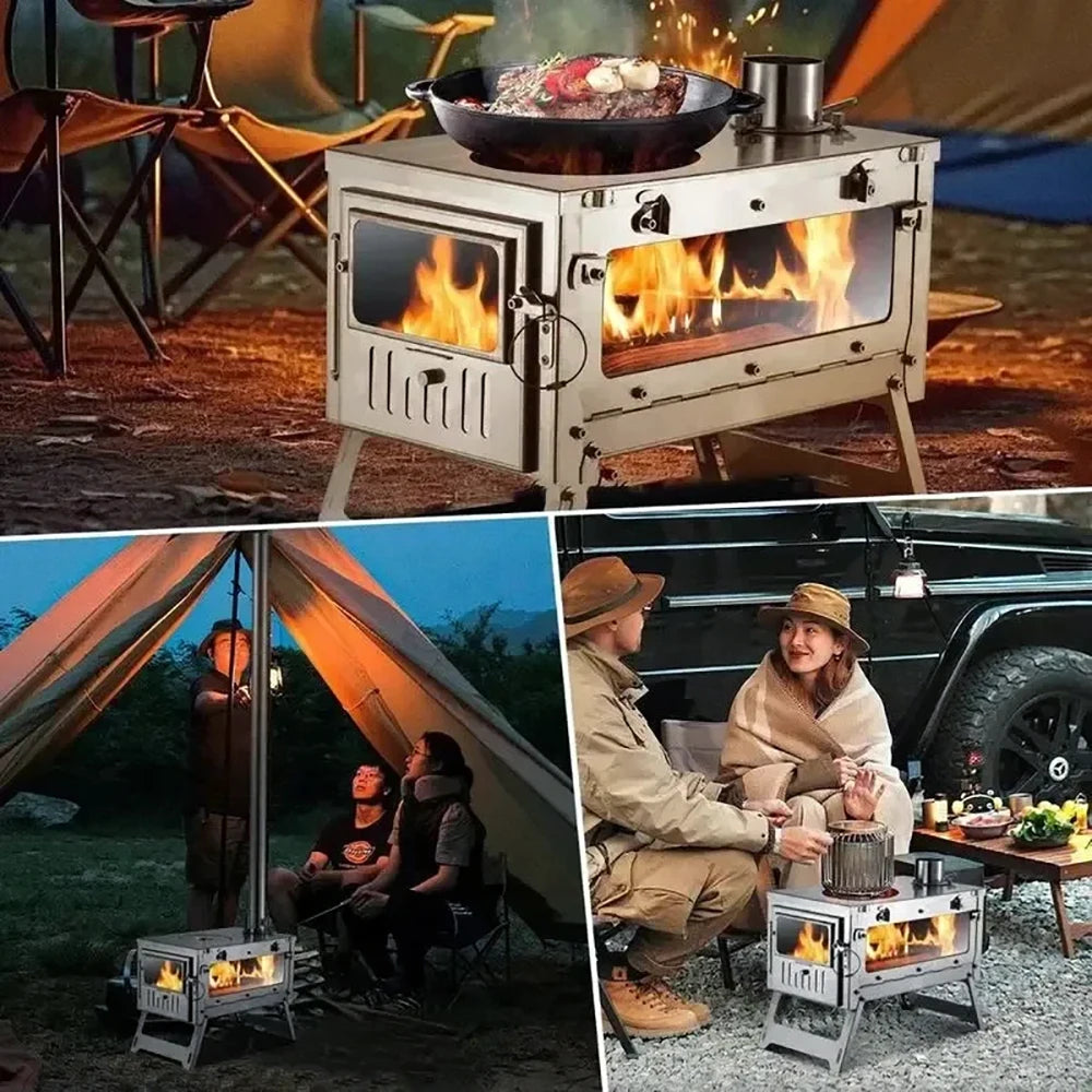 Folding Bbq Stove Camping Foldable Wood Stove Stainless