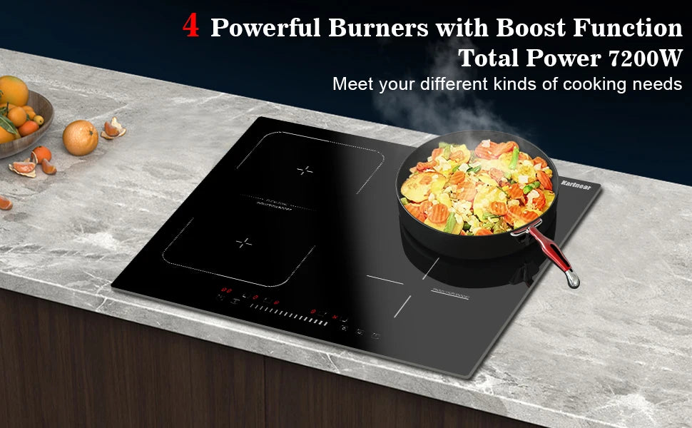 Karinear Built-In 4-Burner Induction Cooktop Electric Induction
