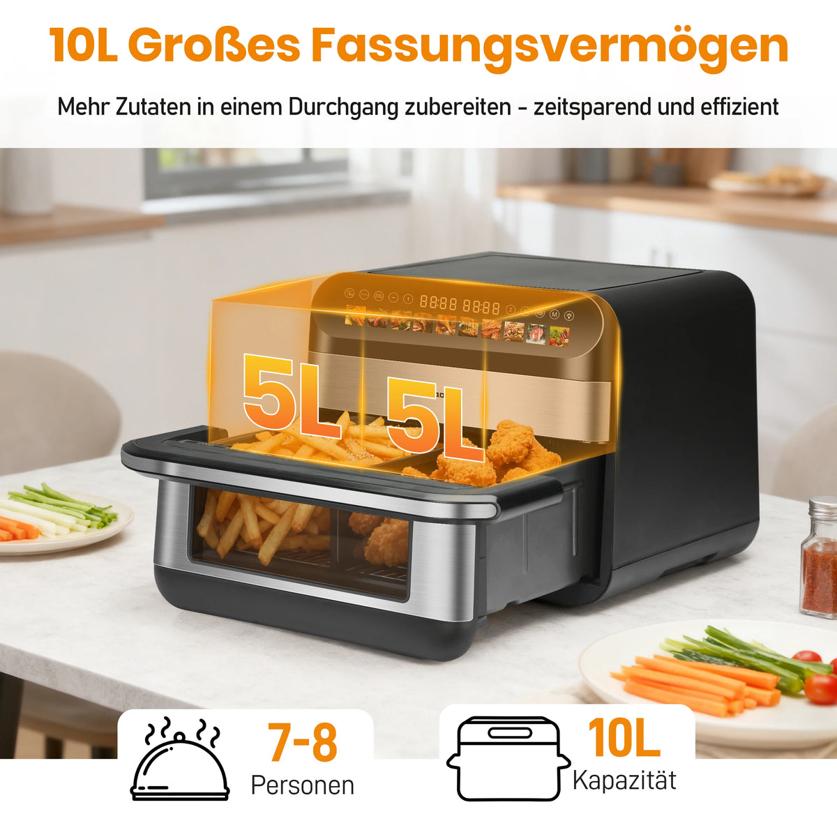 9l Dual Basket Air Fryer Oilless Cooker Led