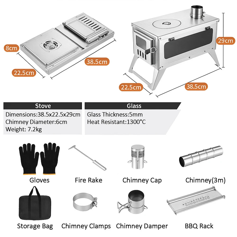 Folding Bbq Stove Camping Foldable Wood Stove Stainless